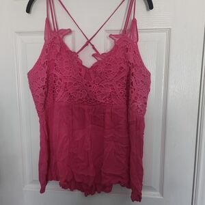 Pink Lace Sleeveless Top